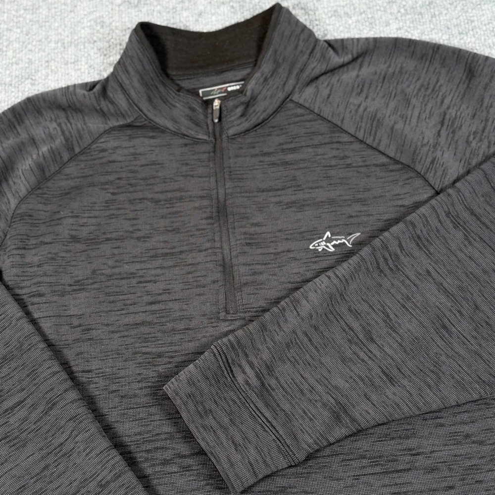 Greg Norman Mens XL Quarter Zip Heathered Black Golf Pullover Shirt Performance‎